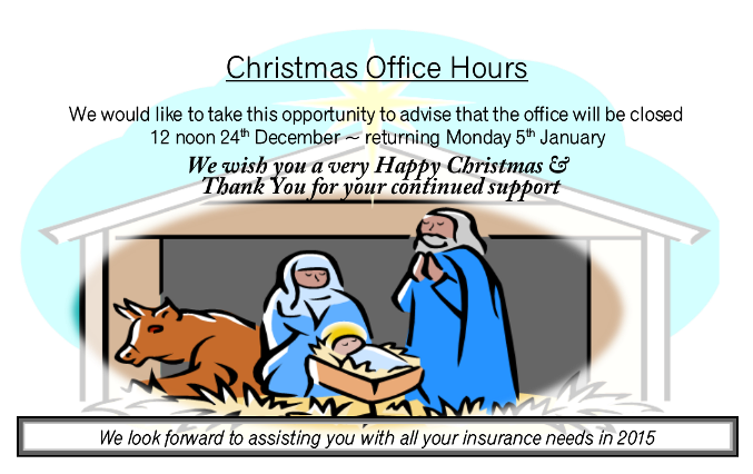 Christmas Office Hours 2014 Northwest Insurance Bundaberg